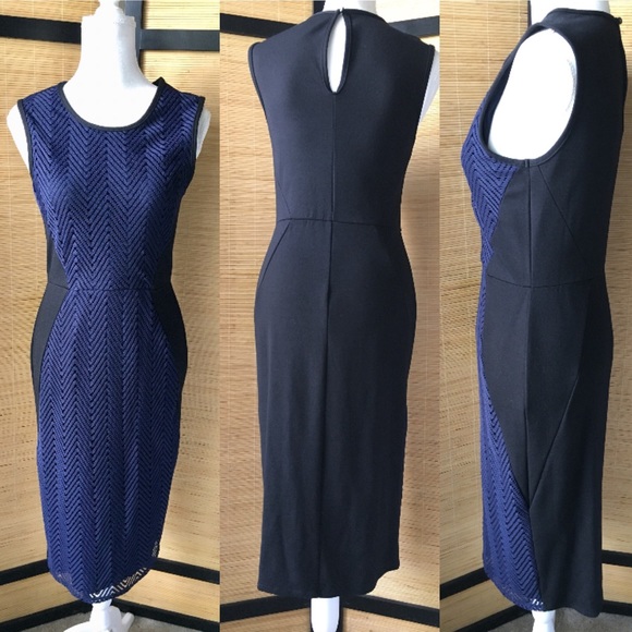 Anthro Navy Lace Black Midi Dress - Picture 3 of 7